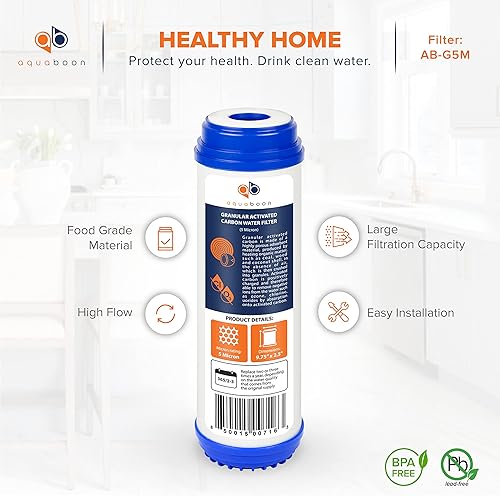 Miniatura 7 de AquaBoon Juego de 21 filtros de repuesto de ósmosis inversa de 10" x 2.5" Filtros de sedimentos de carbono GAC