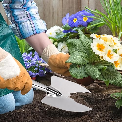 Miniatura 6 de Paleta de jardín de acero inoxidable resistente a la corrosión, pala de mano para jardín, pequeña jardinería, herramientas de mano para deshierbe,