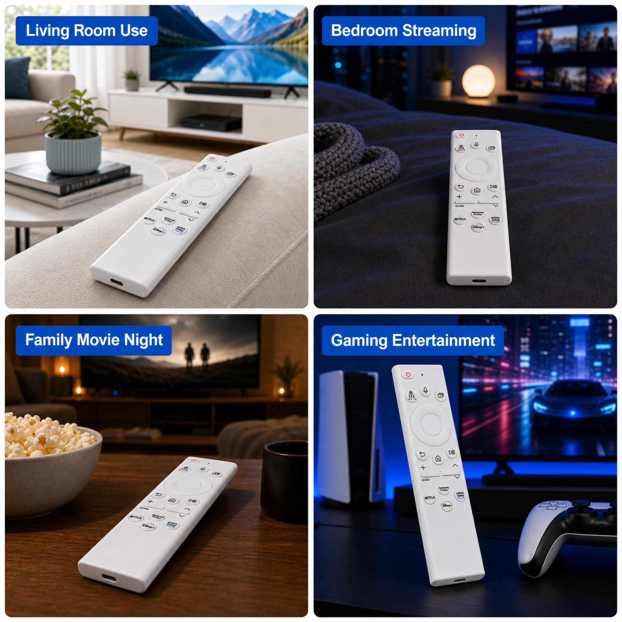 Telecomando per TV Samsung BN59-01385A, telecomando vocale di ricarica solare con 4 tasti di scelta rapida, ricaricabile USB-C, compatibile con Samsung Smart TV 2019-2025
