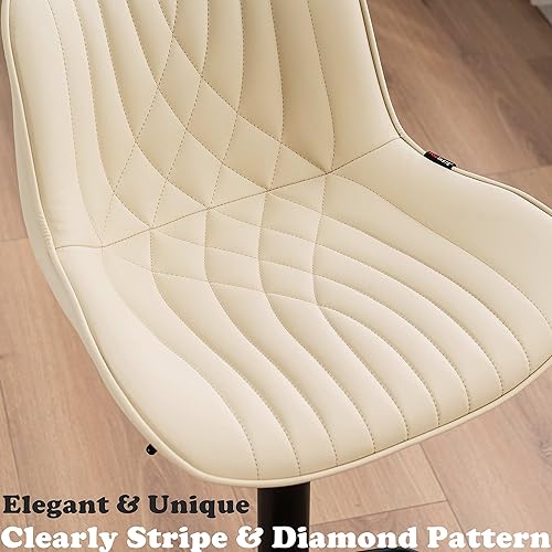 Miniatura 39 de YOUTASTE Bar Stools Set of 2, Adjustable Swivel Counter Height Barstools with Back, All Grey Faux Leather Upholstered Bar Chairs with Metal Base,