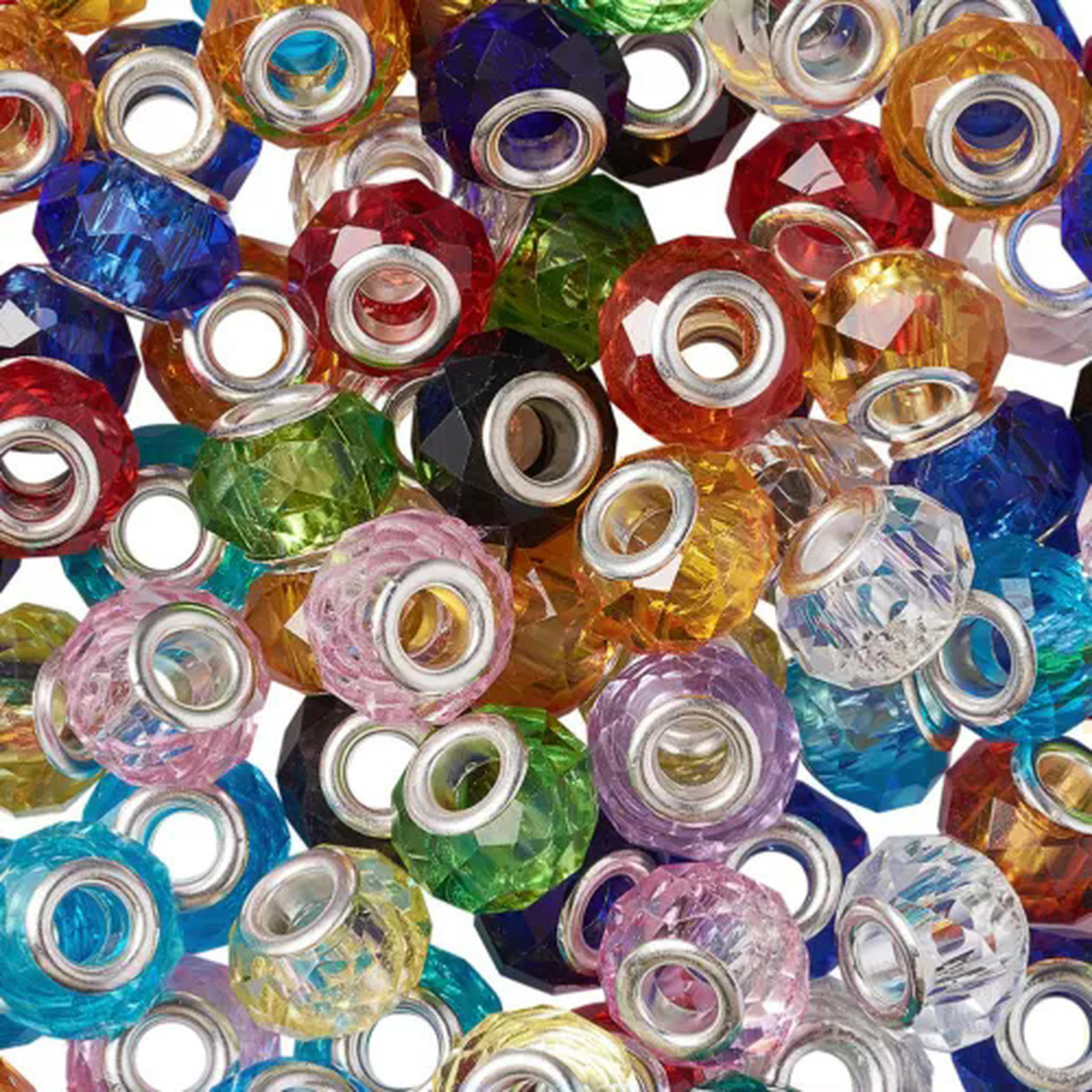 Koraliki z dużym otworem, Opakowanie 100 mosiężnych koralików z otworem 14x8 mm, wielokolorowe(MediumOrchid)