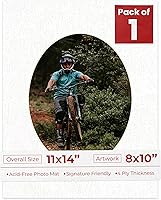 Vista 164 de Tapete de 11 x 14 pulgadas, corte biselado para fotos de 8 x 10 pulgadas, diseño de ante beige precortado, apertura de tablero ovalado, sin ácidos