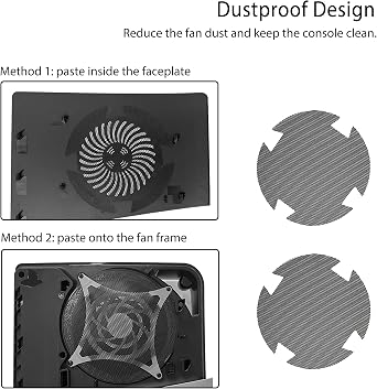 DOBEWINGDELOU Faceplate for P5 Pro Disc Edition with Cooling Vent and Dust Filter, Face Plate Console Accessories Cover ABS Dustproof Replacement Side Shell Case Black