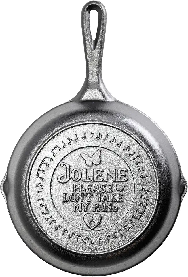 Lodge 8 Inch Dolly Parton Pre-Seasoned Cast Iron Stamped Skillet - Signature Teardrop Handle - Use in the Oven, on the Stove, on the Grill, or Over a