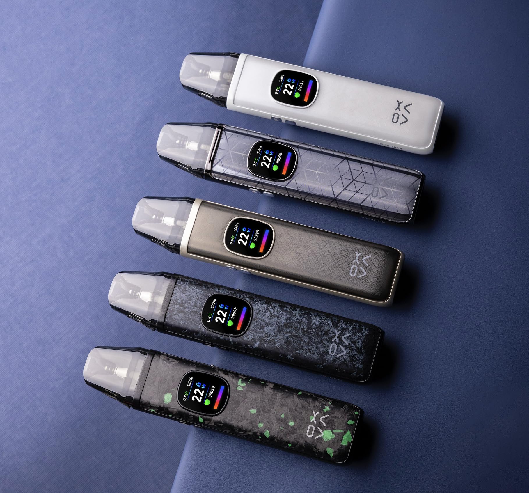 GLOWELL Ox-va Kit Xlim Pro 2 DNA Kit 1300mAh built-in Battery 2ml 0.6ohm+0.8ohm Stainless Steel Cartridge Electronic Cigarette Vaporizer (No Liquid, No Nicotine) (Frost Titanium Blu)
