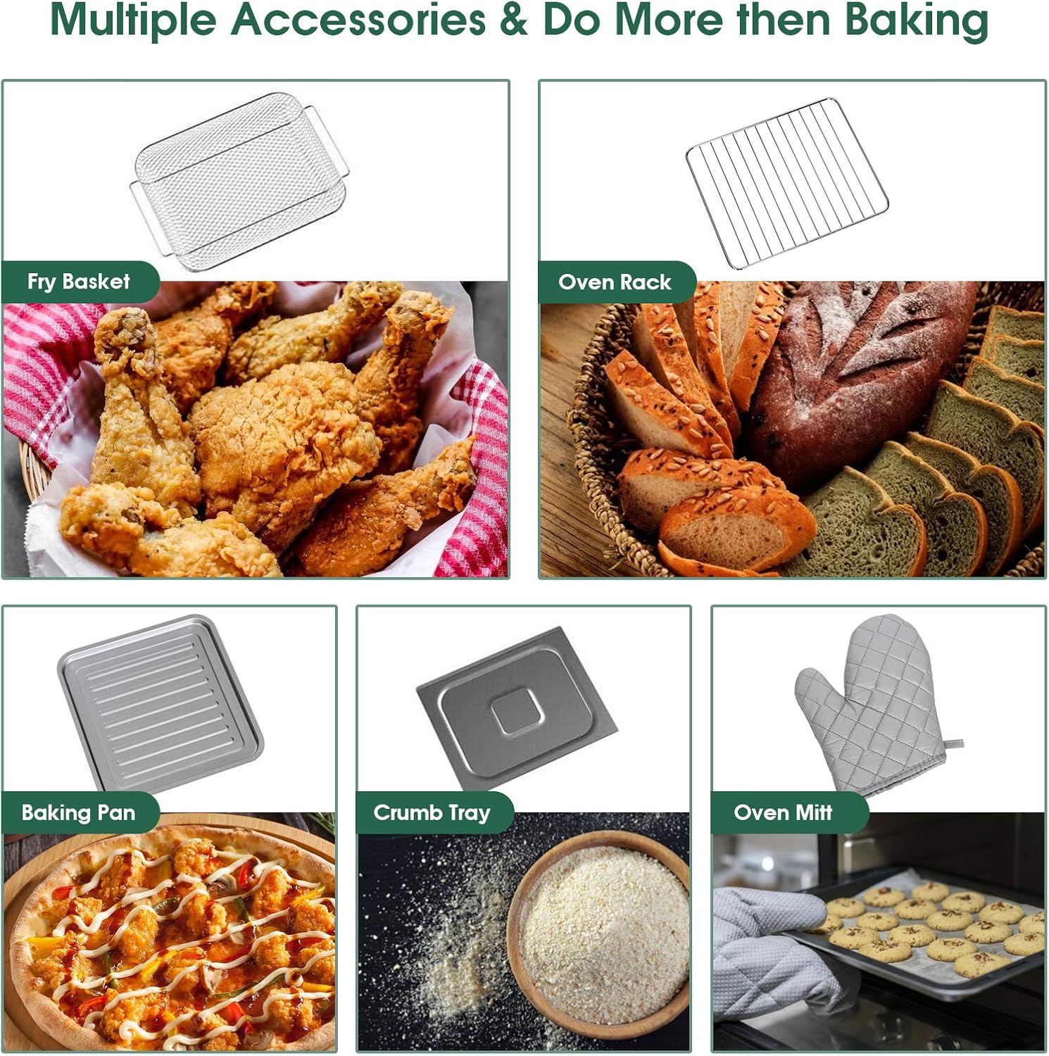 MAT EXPERT 7 in 1 Convection Air Toaster Oven, 1550W 19 QT Countertop Oven Toast Cooker w/1-60 Min Timer, 250-450°F Temp Control, Air Fry, Bake, Broil, Toast, Warm for Pizza/Chicken/Cookies (Silver)