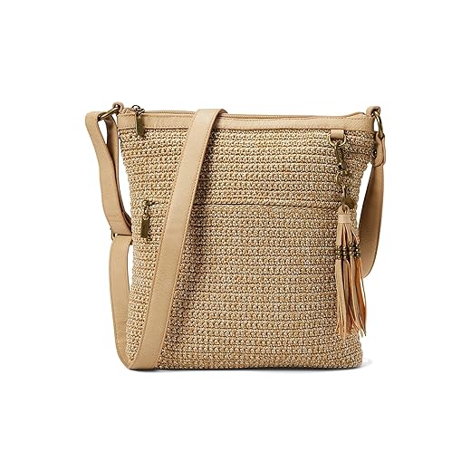 The Sak Lucia Crossbody Bag in Crochet, Convertible Purse with Adjustable Shoulder Strap, Bamboo Static