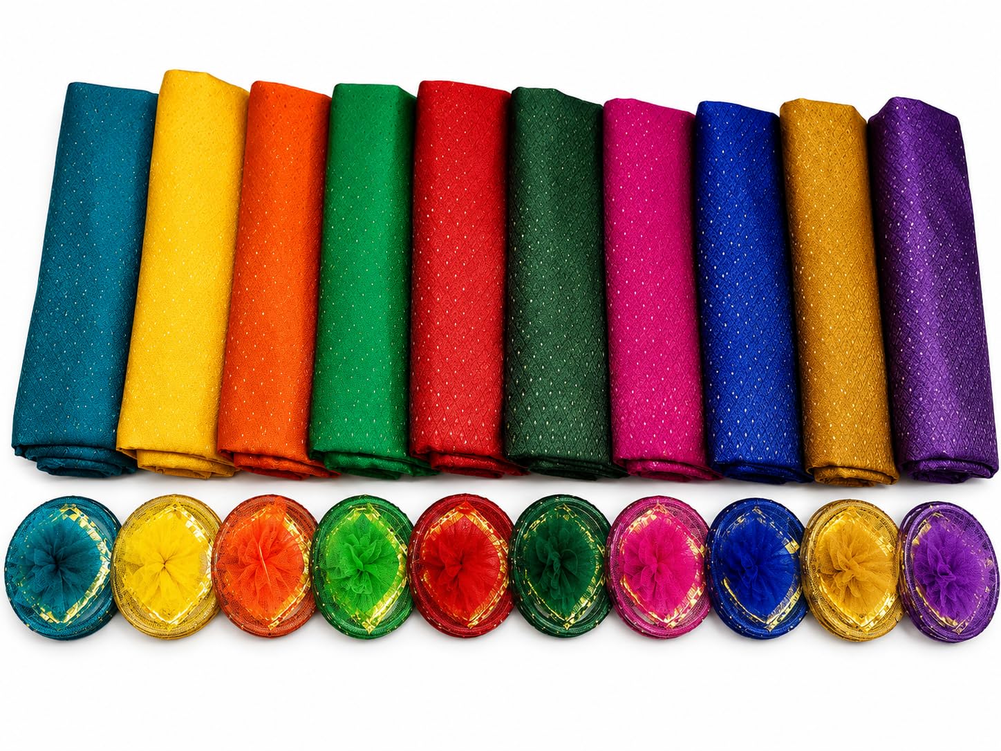 10 Blouse Pieces with 10 Bangle return Gift Set | Unstitched Blouse Fabric | Haldi Kumkum Return Gift Combo | Tamboolam Gifts for Wedding, Varalakshmi Vratham, Navratri, Housewarming & Festivals-image-13