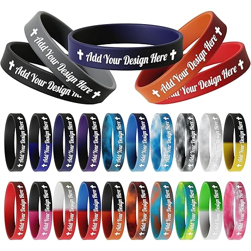 10-5000 Pcs Custom Rubber Bracelets - Personalized Silicone Wristbands Bulk with Text/Icon - Customzied Silicone Wristbands for Motivation, Events, Gifts, Promotions, Party, Awareness,for identification