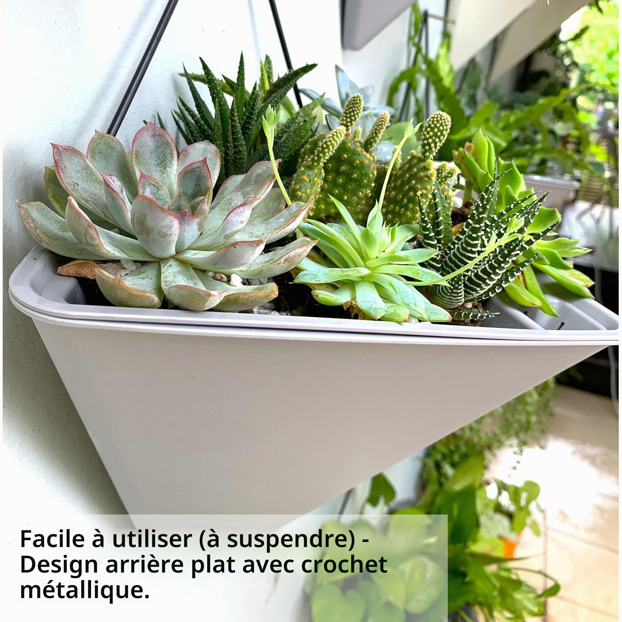 LaLaGreen Lot de 4 pots de fleurs muraux pour plantes d'intérieur – Grand vase à fleurs à arrosage automatique avec support en métal – Support mural moderne et élégant pour plantes grasses – 30,5 cm
