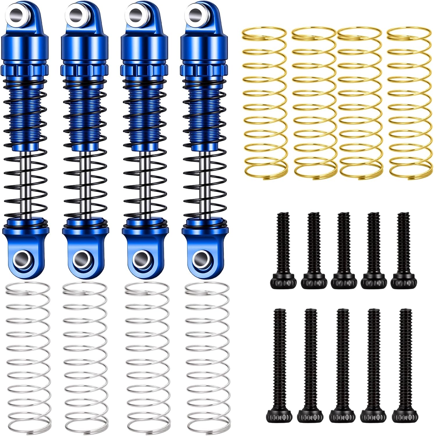 RCLIONS Aluminum RC Car Shocks 25mm Extend Shock Absorber for AXIAL SCX30 K10 JLU 1/30th RC Crawler Car Upgrade Parts (Blue)