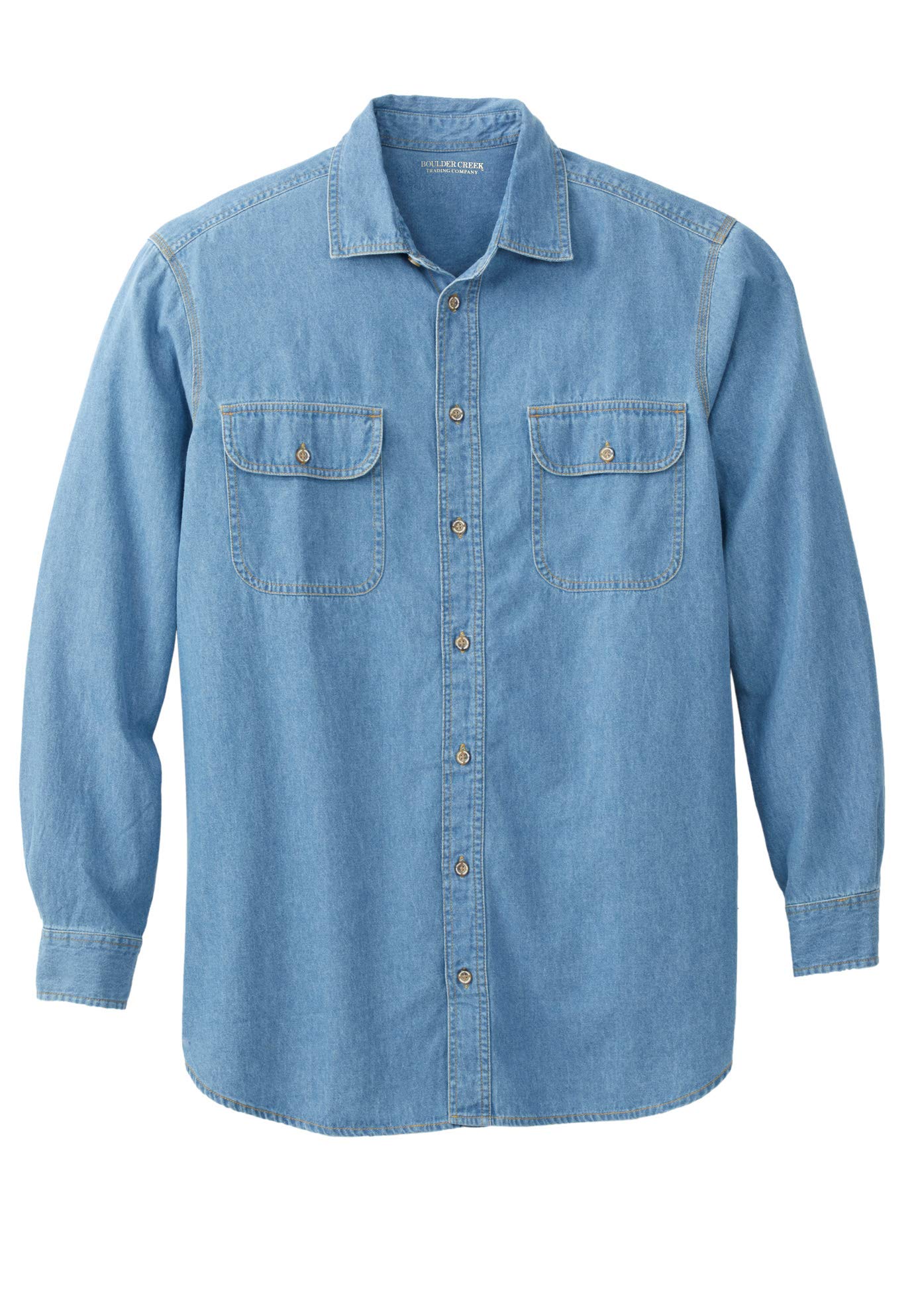 Boulder Creek by Kingsize Men's Big & Tall Long Sleeve Denim and Twill Shirt