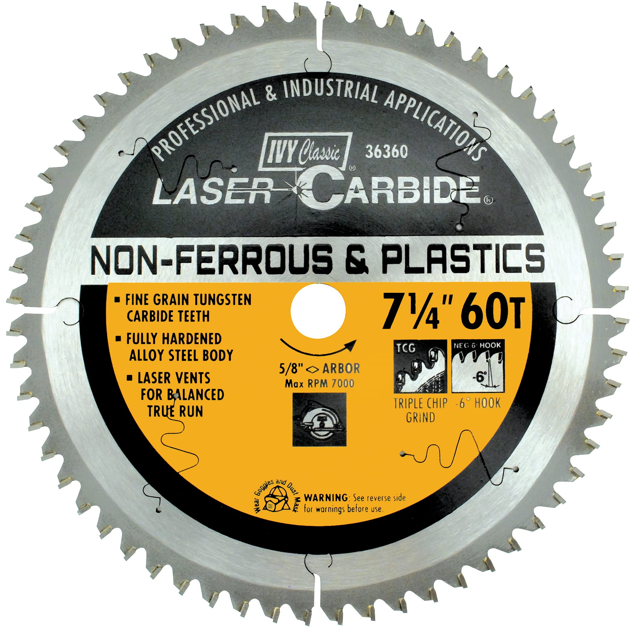 IVY Classic 36360 Laser Carbide 7-1/4-Inch 60 Tooth Non-Ferrous
