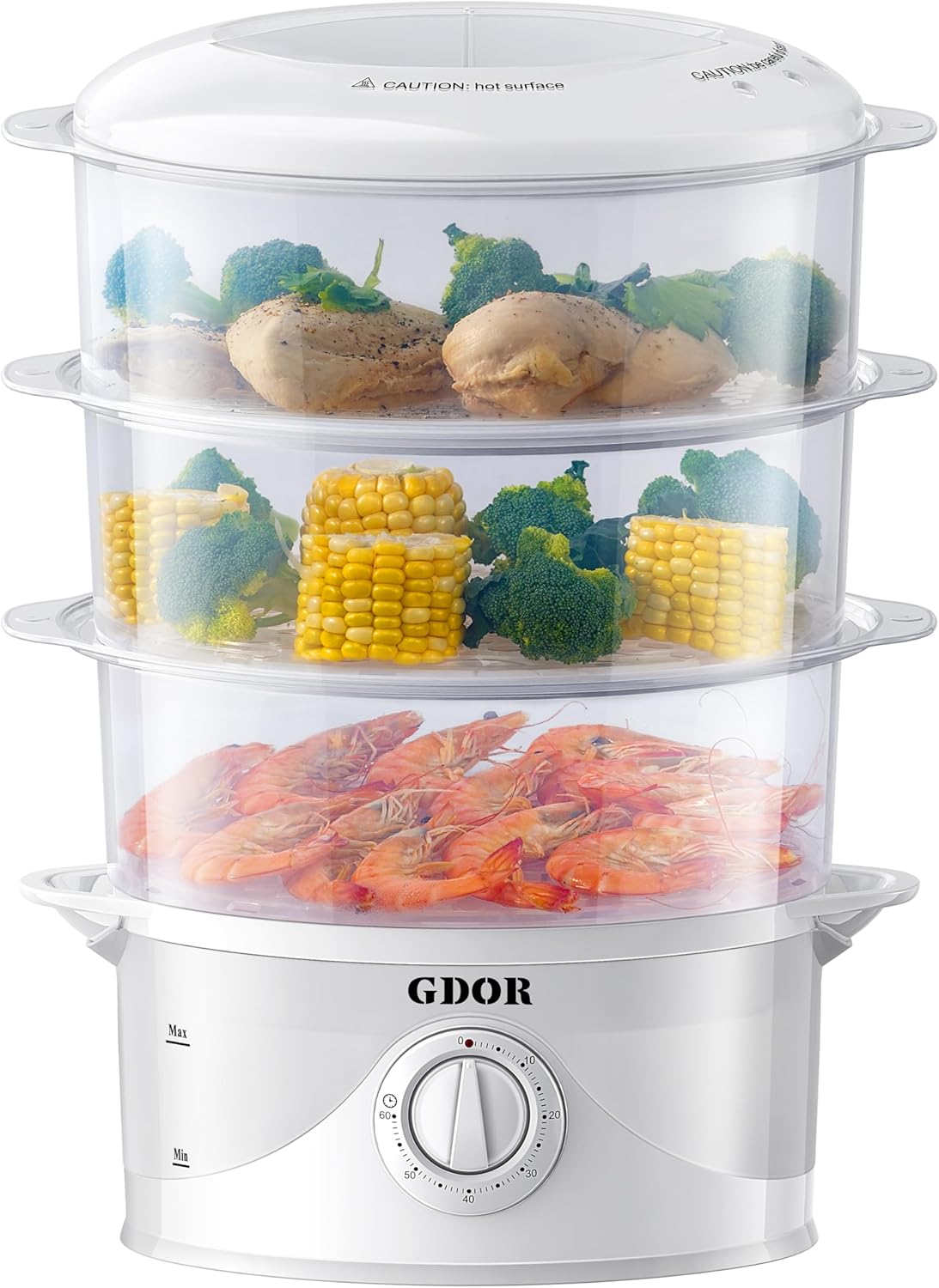 GDOR 3 Tier Electric Food Steamer for Cooking,... GDOR 3 Tier Electric Food Steamer for Cooking,...