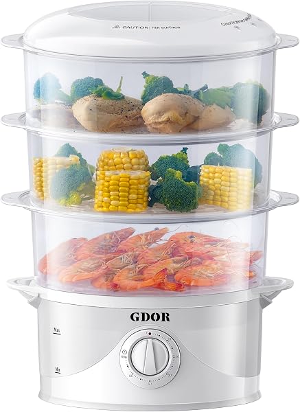 GDOR 3 Tier Electric Food Steamer with 9.6 Quart Capacity