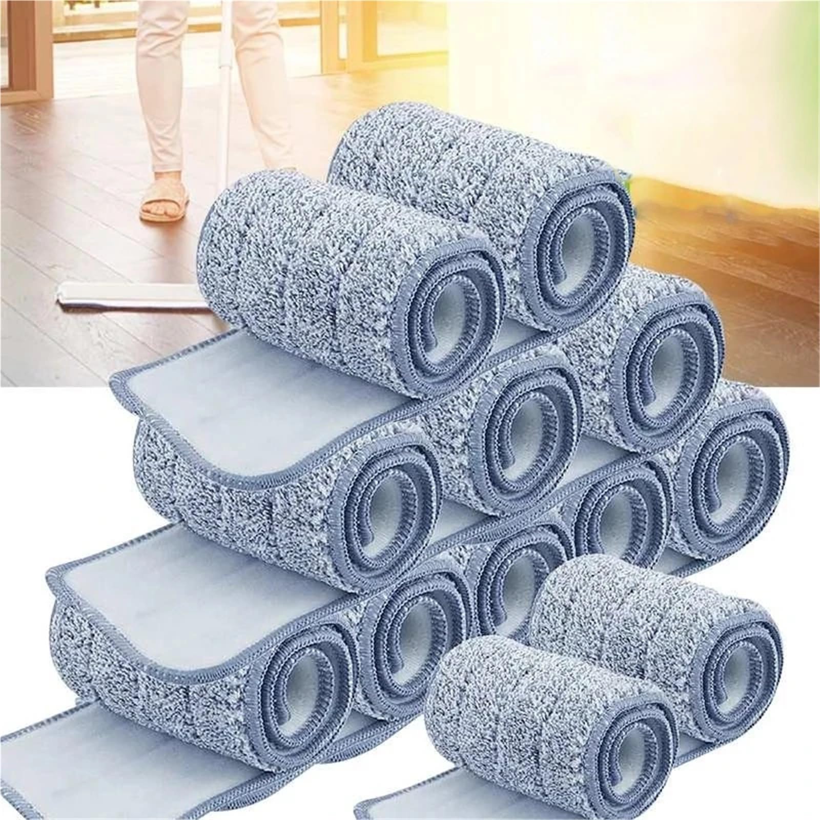 almohadillas para trapeador 1/3/5 Piezas De Almohadillas Microfibra For Fregona, Cabezales Planos Repuesto For Húmeda/seca(5pcs)