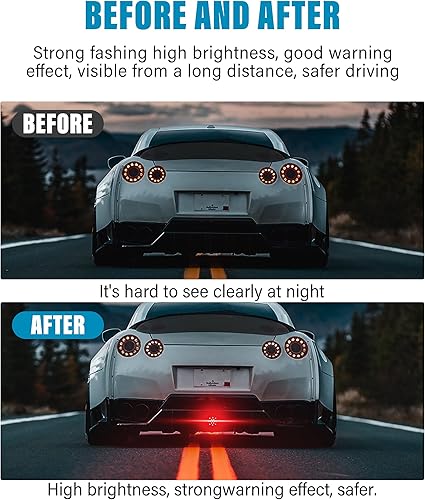 Miniatura 4 de ESEWALAS - Lámpara LED de conducción de freno, luces de enganche de remolque, luz trasera de freno LED, 15 LED, cubierta de lente roja, ajuste de