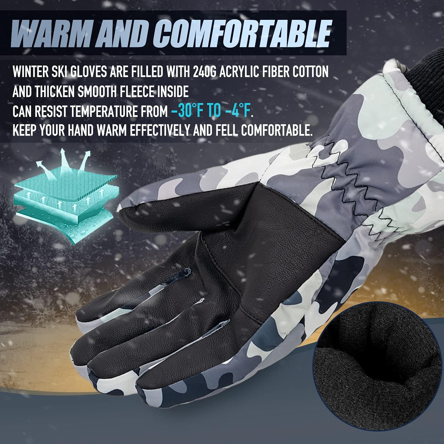 Jogoo Winter Snow Gloves for Men Women,Outdoor Ski Gloves 3M Thinsulate Waterproof&Windproof Touchscreen Cold Weather Gloves : Clothing, Shoes & Jewelry
