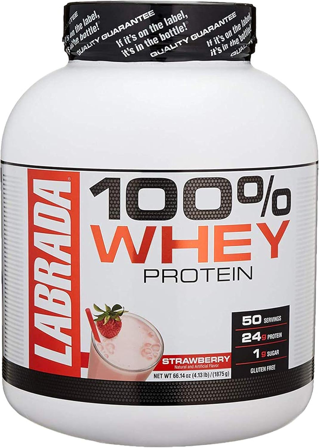 Labrada Nutrition 100 Whey Protein Powder, Strawberry, 4.