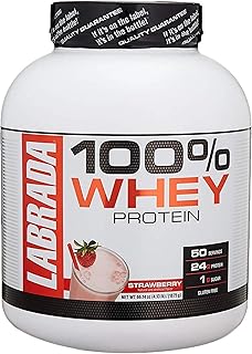 Labrada Nutrition 100% Whey Protein Powder, Strawberry, 4.13 lb