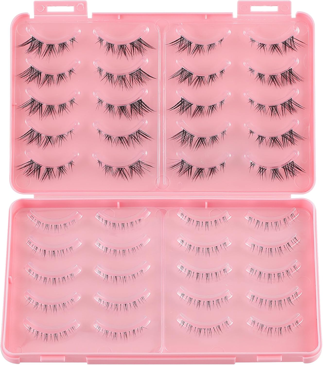 False Eyelashes Russian Strip Lashes D Curl Wispy Natural Look 20 Pairs