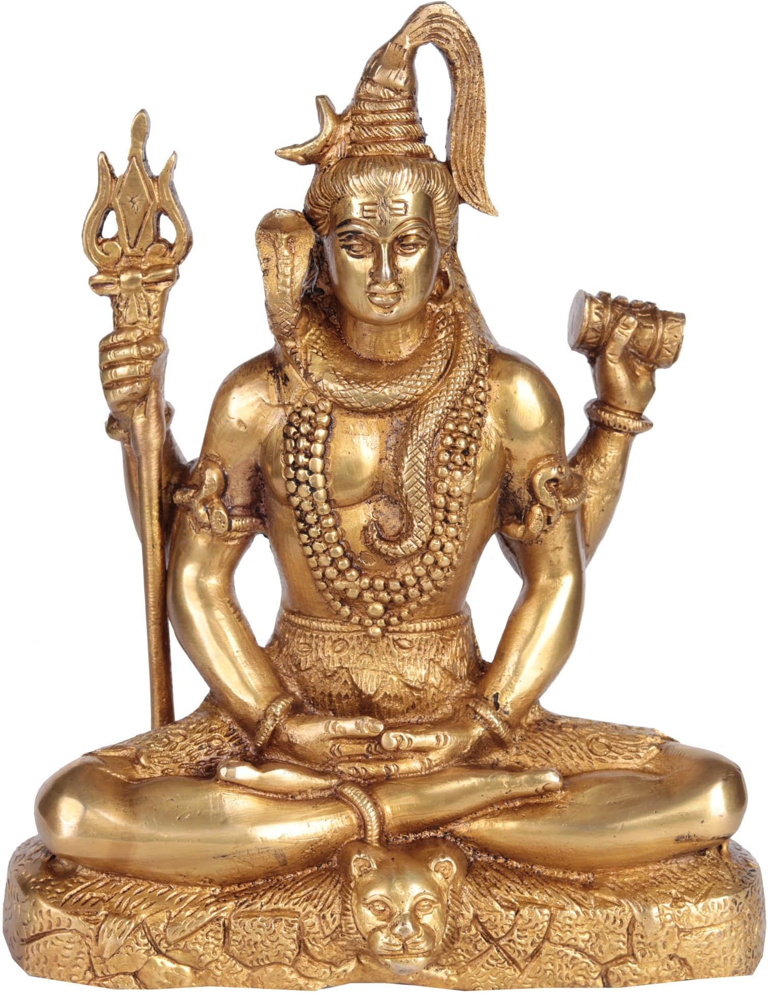 AapnoCraft VZI120 Shiva Brass Statue Meditating Shiva Sculpture Shiva on Lion