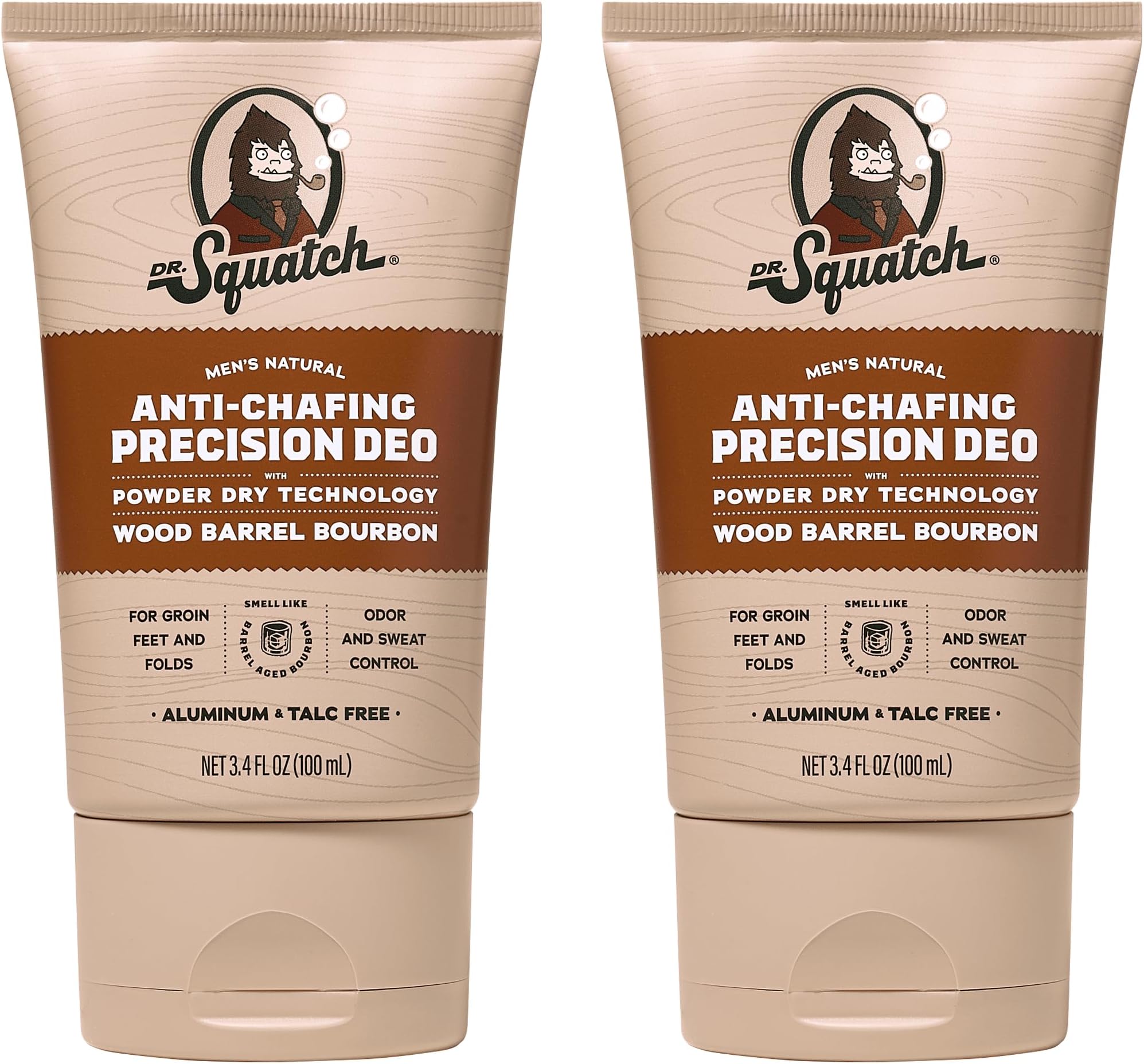 Whole Body Deodorant for Men - Odor + Sweat Control - Aluminum + Talc Free - Natural Ingredients - Dermatologist-Tested for All Skin Types - Wood Barrel Bourbon (3.4 fl oz, 2-Pack)