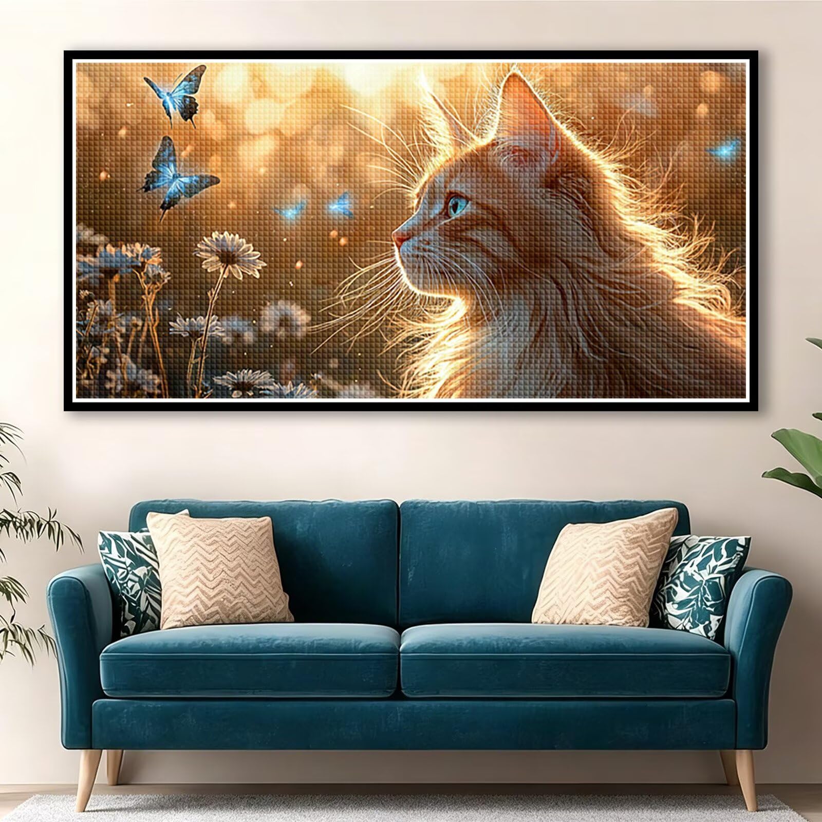 Diamond Painting Grande 120x60cm Mariposa Diamond Painting Adultos, DIY Gato Pintura de Diamante Manualidades Adultos, 5D Cuadrado Rhinestone Bordado Punto de Cruz para Home Decoration Regalo 0J-73