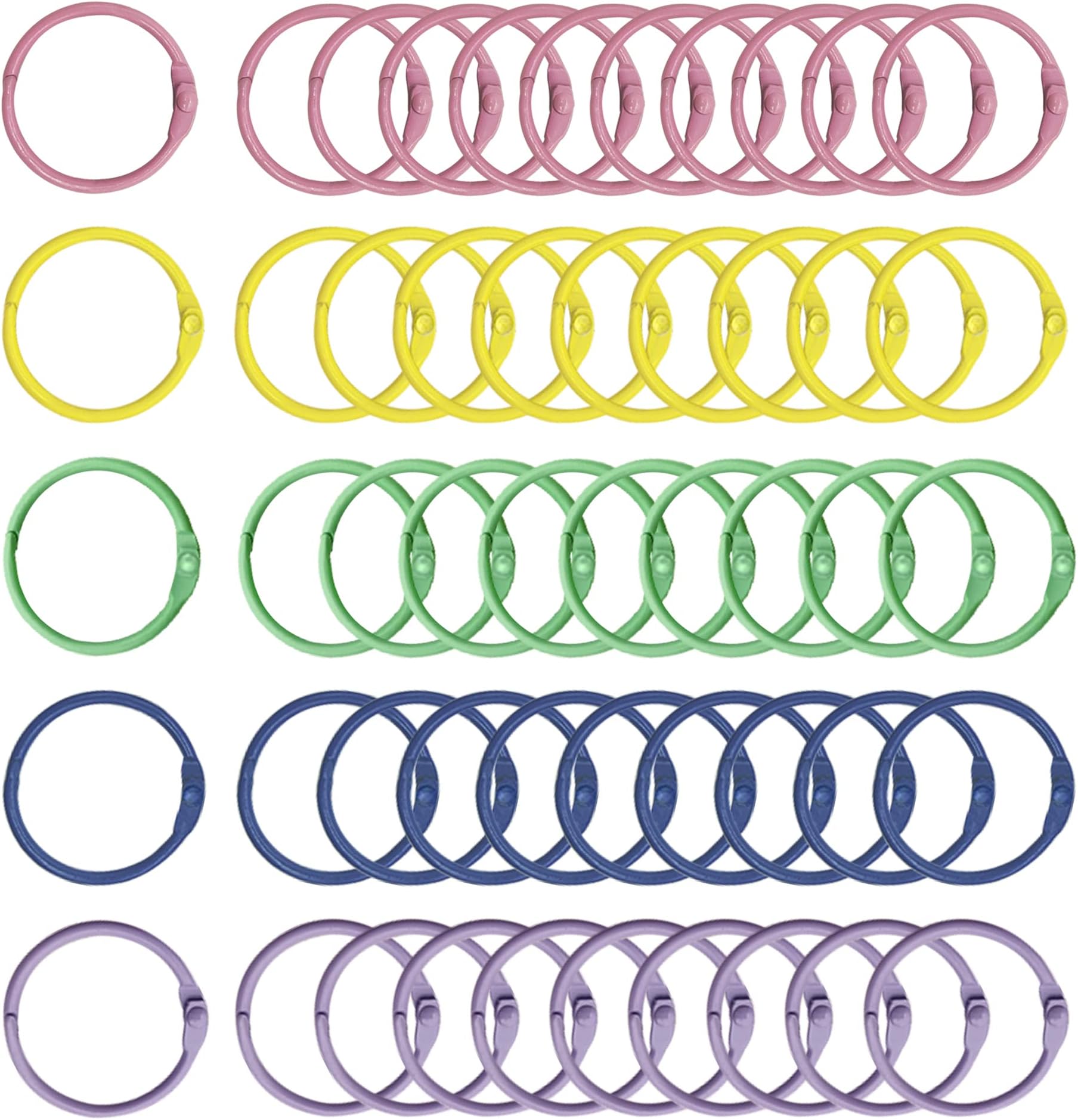 50 PCS Multi Color Metal Loose Paper Leaf Binder Rings Notebook Book Rings Keychains Keyrings