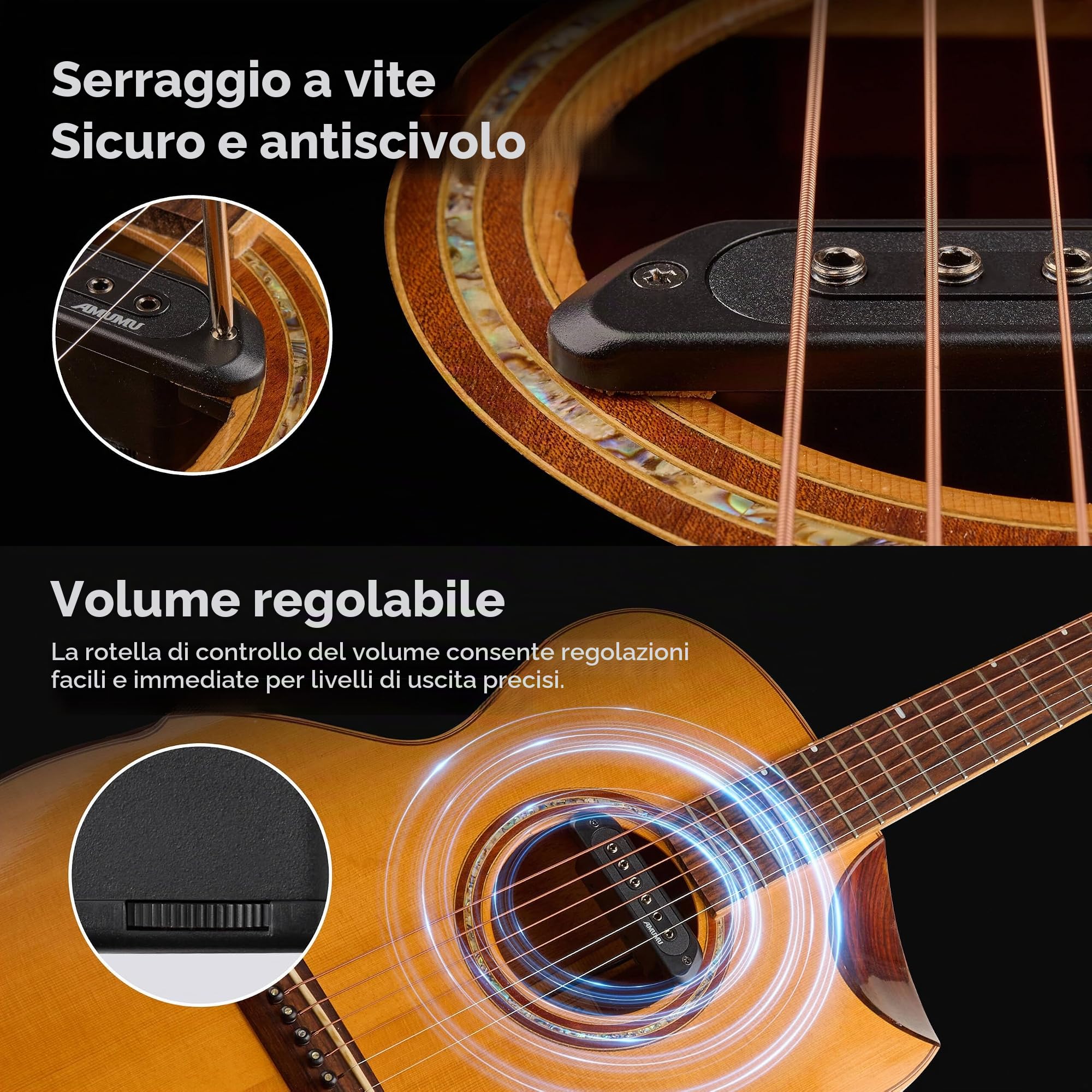 Amumu Pickup per chitarra acustica SP60 Humbucker magnetico passivo soundhole pickup per chitarra acustica
