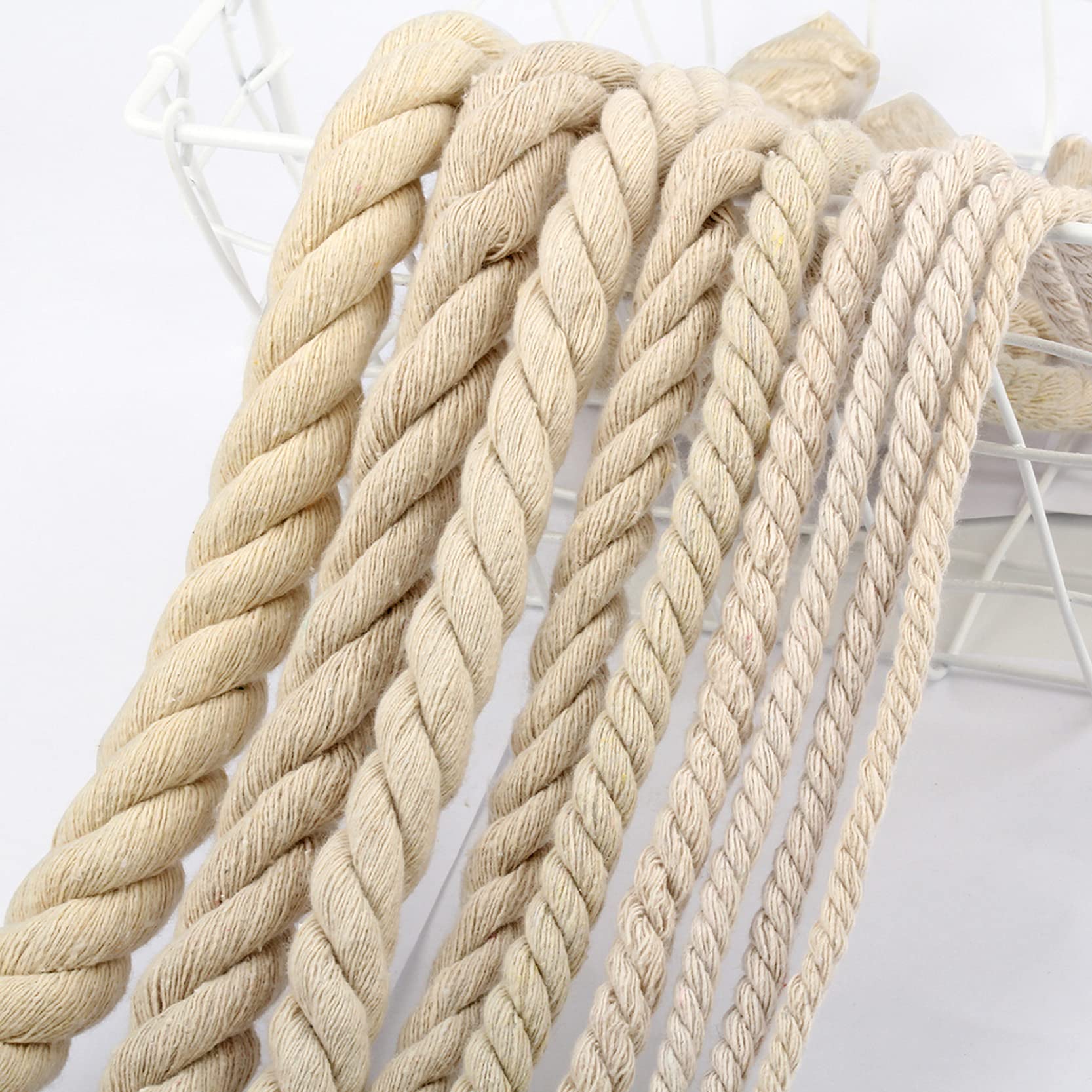 ZNKZJ Cuerda de algodón con cordón de macramé 328 pies,Cuerda de macramé, cordón de algodón Natural Suave Trenzado de 3 Hilos ，Cadena de macramé para Crafts, Colgantes de Pared,Beige-20mm