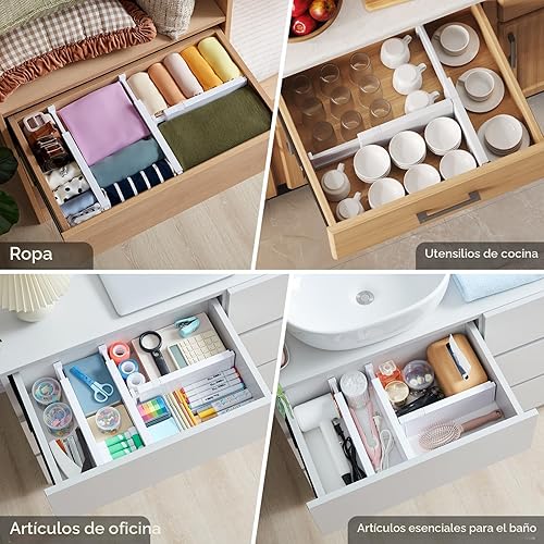 Miniatura 8 de Lifewit Paquete de 5 separadores de cajones de 4 pulgadas de alto, 11-17 pulgadas ajustables para cajones, separadores de cajones expandibles en