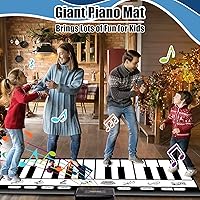Vista 7 de TWFRIC Alfombrilla de piano de 6 pies con 24 teclas y 10 demostraciones y 8 instrumentos musicales sonidos y 4 modos de reproducción, tapete gigante