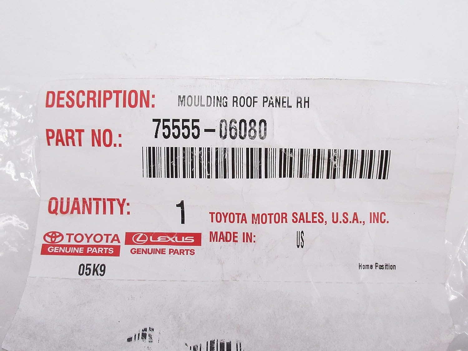 TOYOTA Genuine (75555-06080) Roof Molding, black