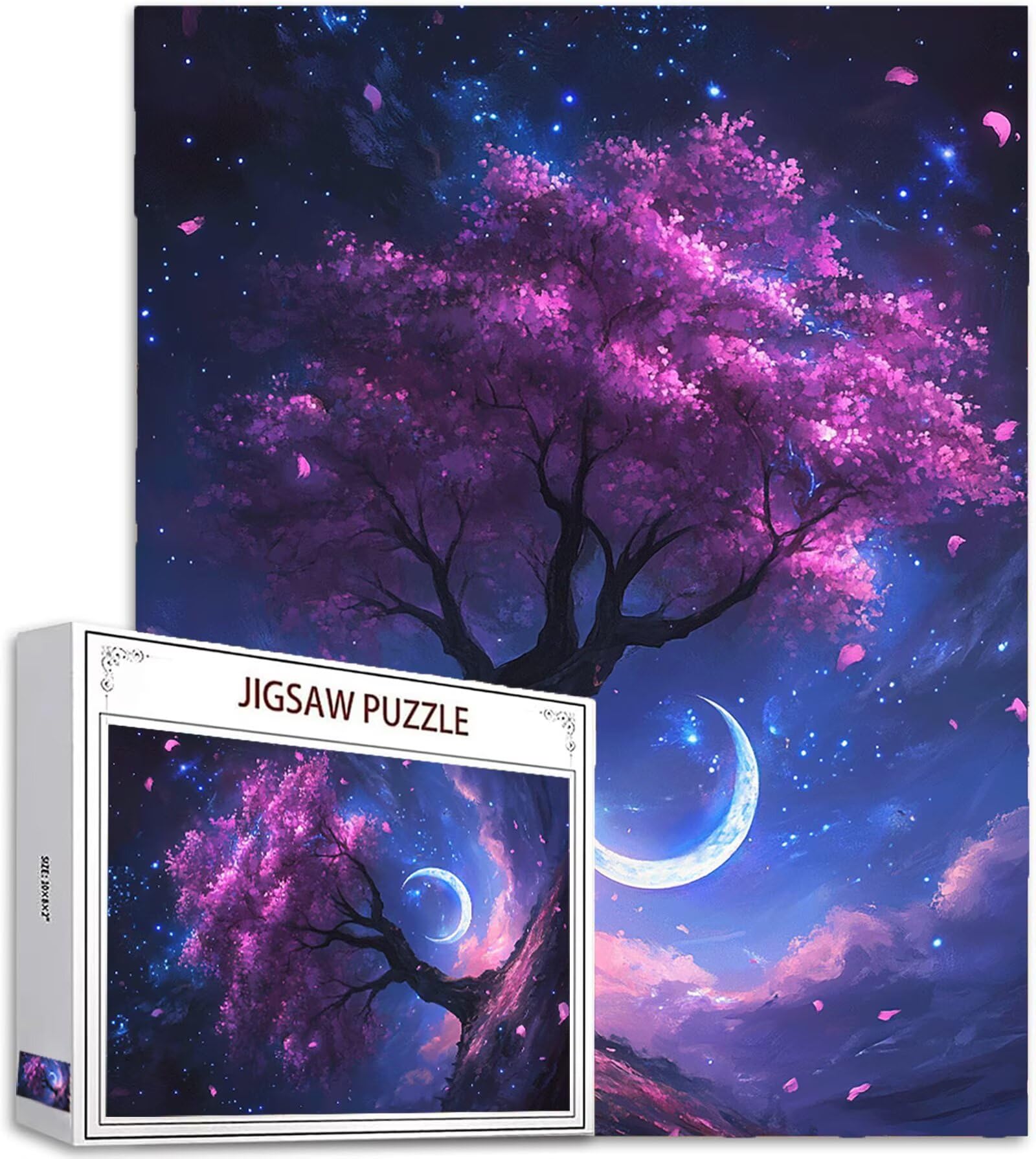 Księżyc Puzzle 1314 sztuk, 5D DIY Puzzle Drzewo Puzzle Dorośli i Początkujący 14 lat, opakowanie układanki układanki, gry relaksacyjne i wywiadowcze, wystrój pokoju na ścianę, prezent dla kobiet, 75 x