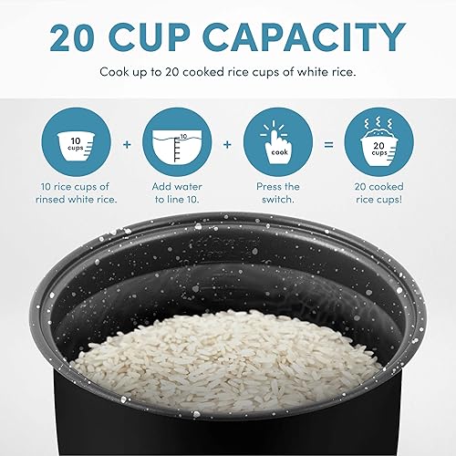 Miniatura 4 de AROMA Arrocera digital para 20 tazas (cocidas)  10 tazas (sin cocinar), multicocina, olla de cocción lenta, vaporera, arroz flash, mantener el