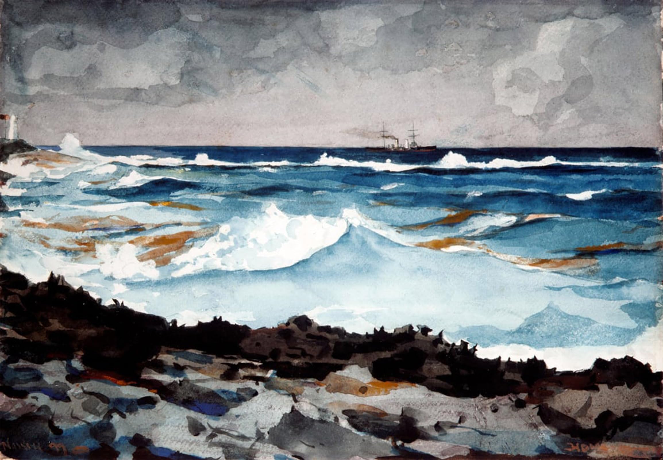POSTERIIk Famous Animal Posters Vintage Picture Shore and Surf Nassau by Winslow Homer Modern Wall Decor for Home Decor 60x90cm