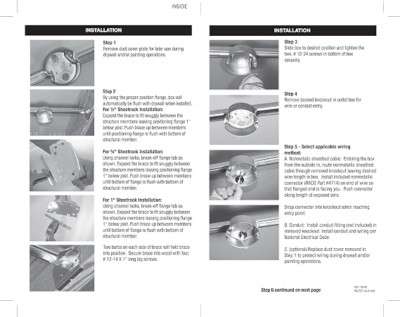 RACO 926 KWIK-BRACE Ceiling Fan Box with Brace, 1-1/2-inch Deep Octagon Box for New Work Application