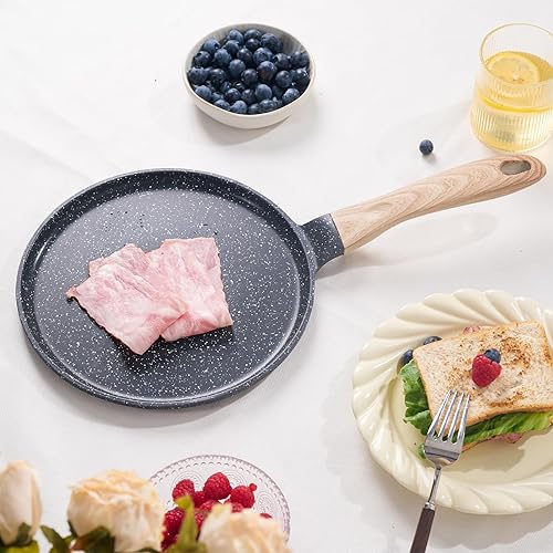 Miniatura 9 de JEETEE Sartén para crepas antiadherente, sartén Comales para tortillas de 11 pulgadas para estufa, revestimiento de granito, sartén plana para