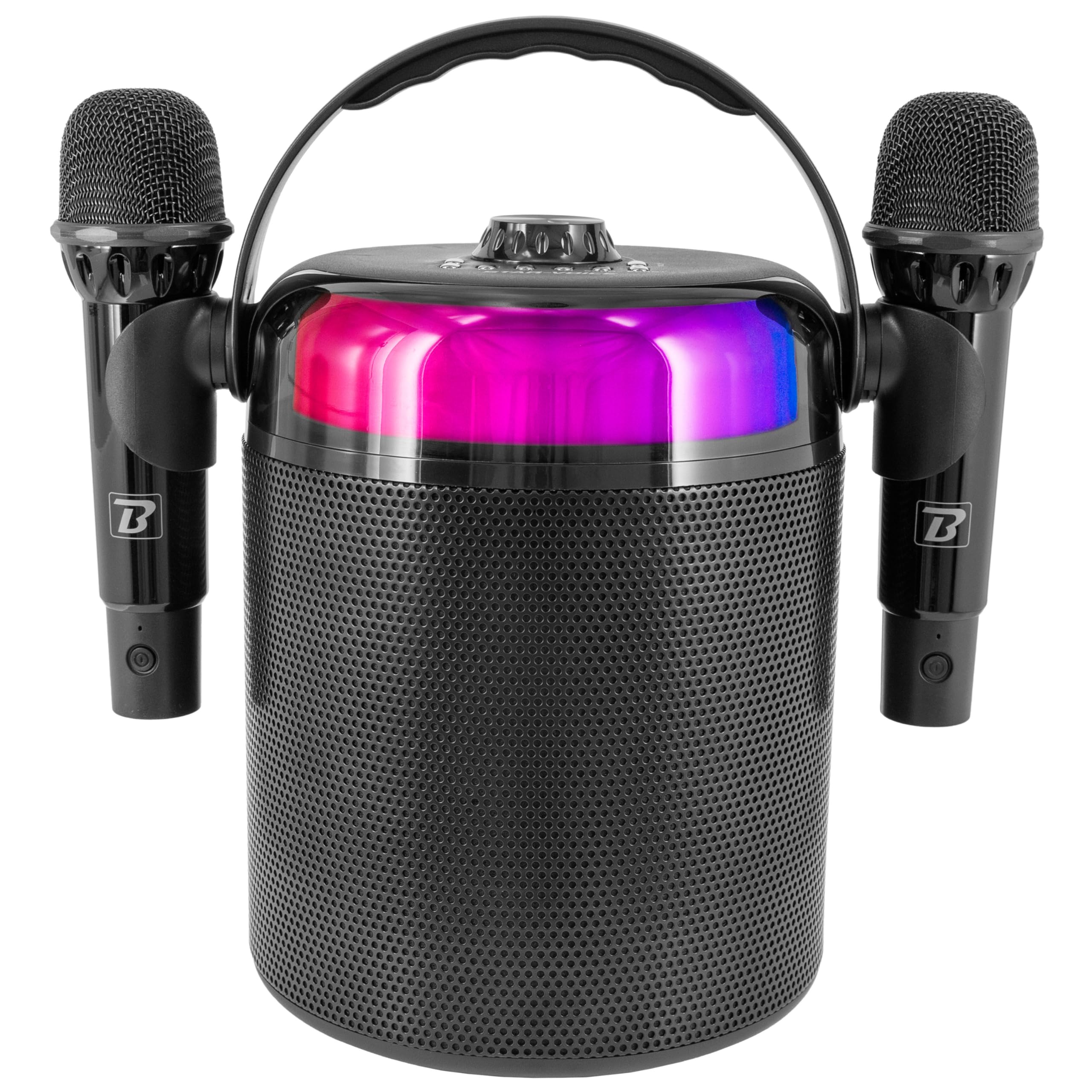 Altavoz Karaoke portátil con LED, Bluetooth, Cambiador de Voz - BoomTone DJ Star Voice. Incluye 2 micrófonos inalámbricos + Efectos Fiestas privadas, cumpleaños Infantil y