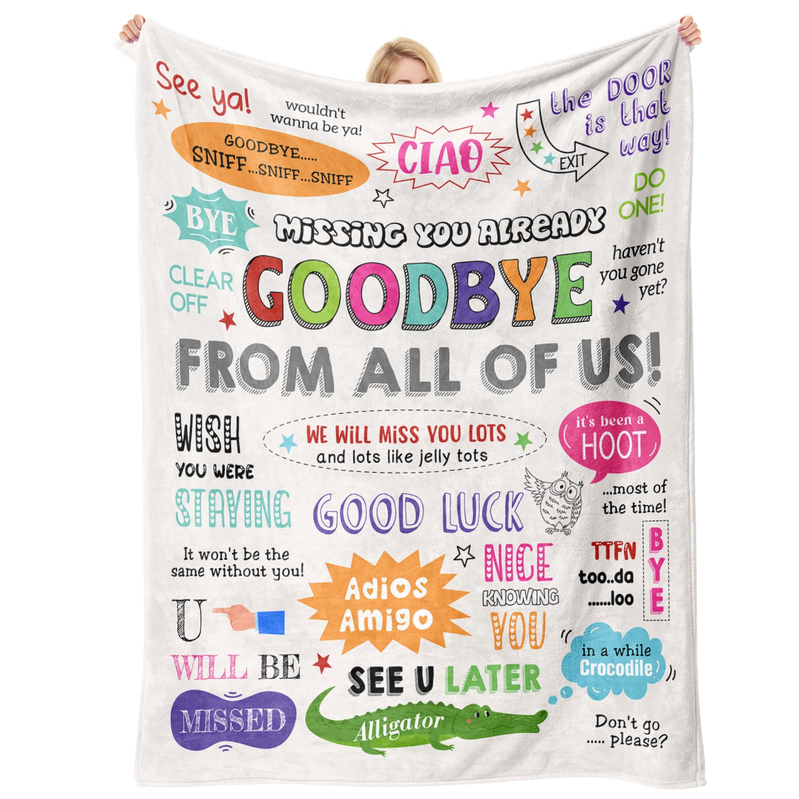 Leaving Gifts for Colleagues Women, Funny Goodbye Farewell Blanket, Retirement Gifts for Women/Men, Goodbye Gift for Colleagues, Friends, Teachers, 100% Polyester 50"x60" Graduation Present