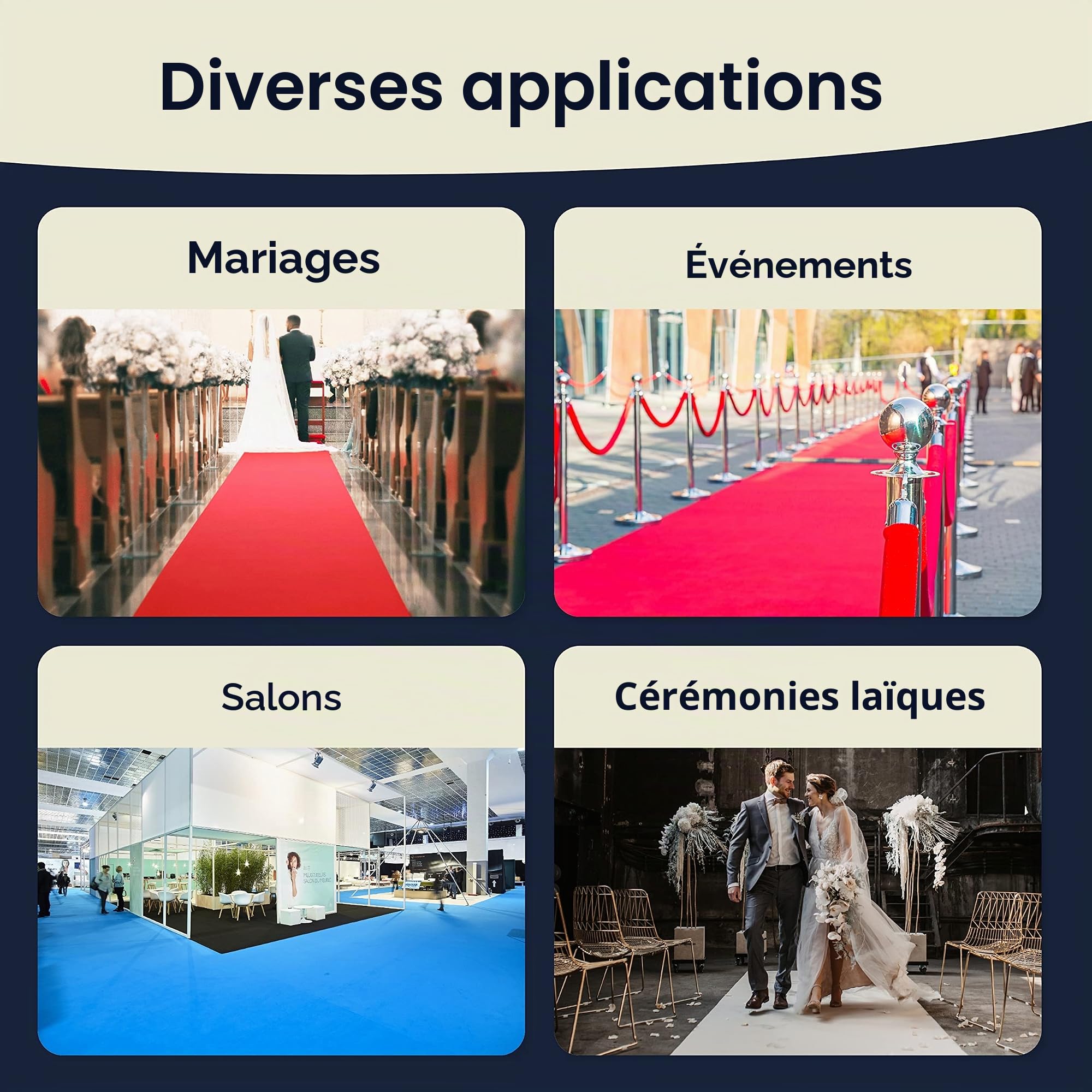 Tapis VIP, mariage, évènement, 1 mètre de large, Rose, Acrylique, rose bonbon, 1,00m x 2,00m