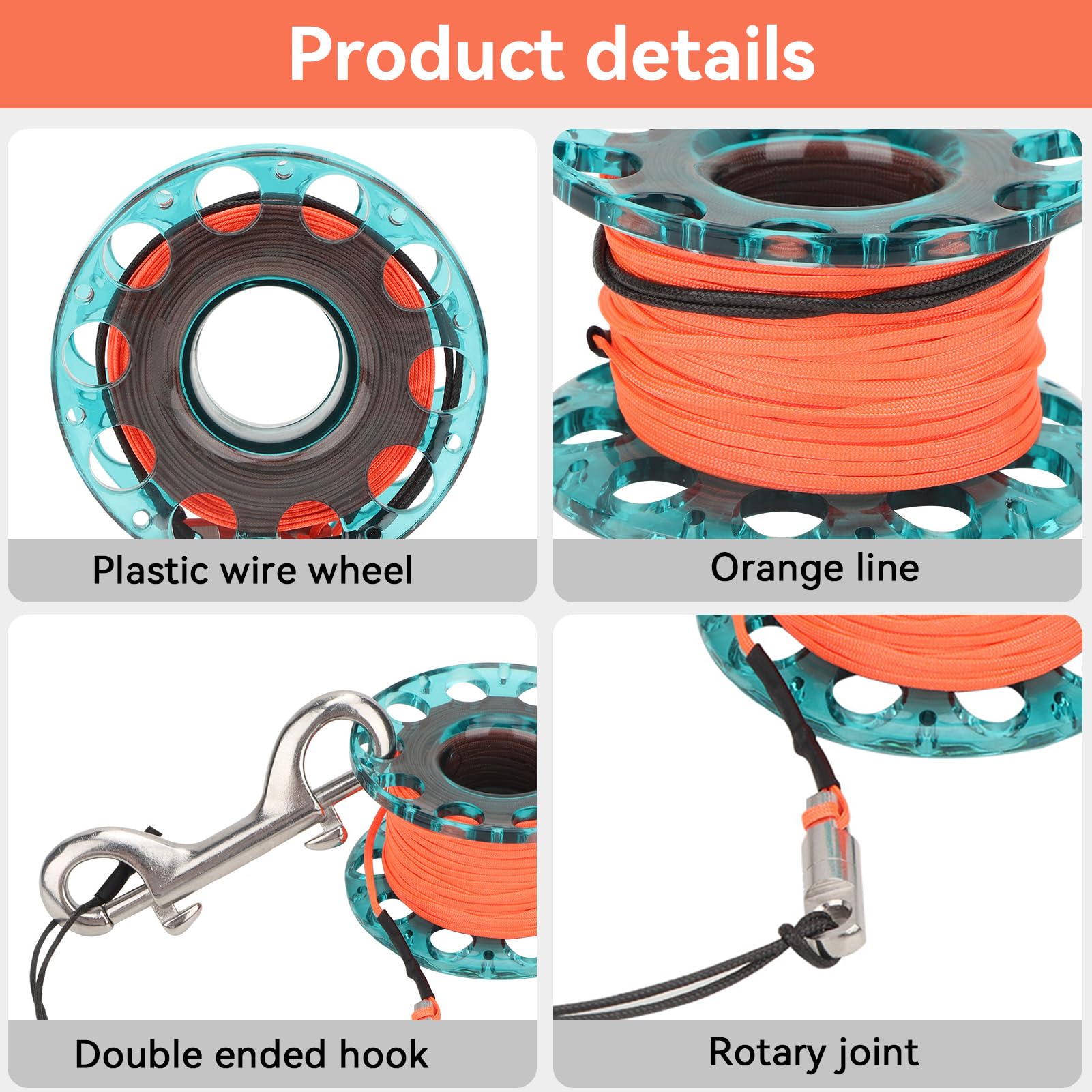 Agatige Bobina da Dito per Immersioni, Bobina da Immersione con Mulinello 30m di Plastica Resistente per Lo Snorkeling Mulinello da Sub Accessorio Subacqueo(Blu)