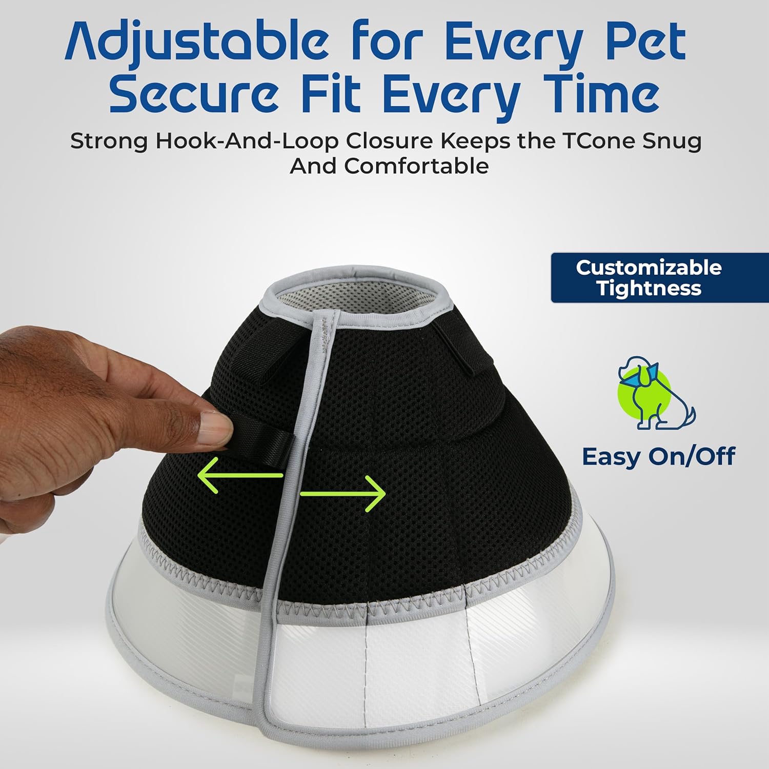 Premier Web Products Soft Dog Cone Collar To Stop Licking - Large Dog Cone, Adjustable and Reversible Design, Non-Woven Breathable Fabric, Elizabethan Recovery Collar after Surgery for Cat, Black