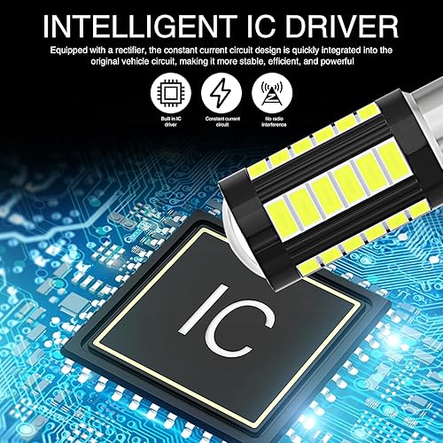 Miniatura 3 de Flygun 2 bombillas LED 1157 BAY15D de marcha atrás para automóvil, 33SMD Surround Ultra-brillante luz de señal de giro con lente de proyector,