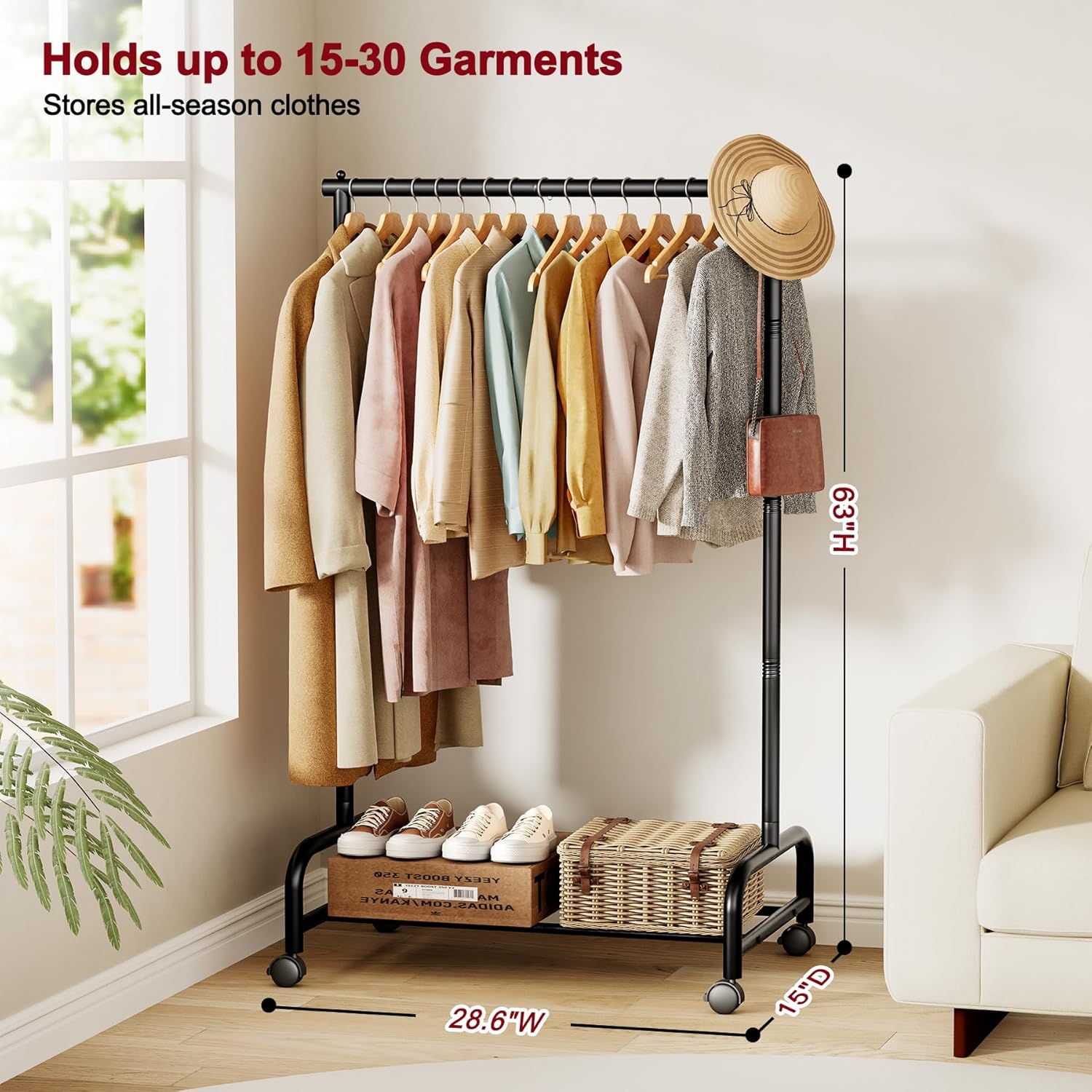SLEEPING LAMB Coat Rack Freestanding with Umbrella Holder & Heavy Duty Clothes Rack for Hanging Clothes