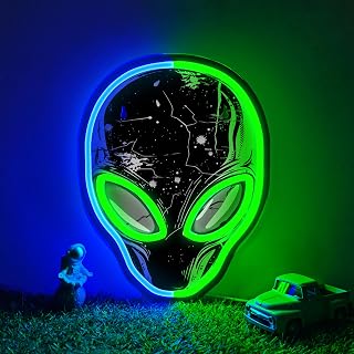 Alien Neon Sign,Dimmable Alien LED Neon Signs for Wall Decor Bedroom Game Room Man Cave Party Decor, LED Light Sign Gifts for Teen Boy Room