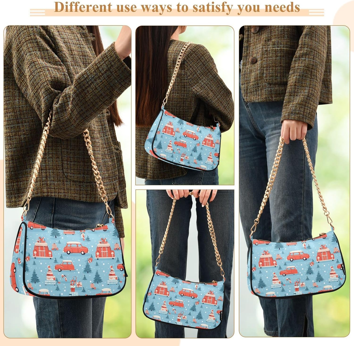 Hobo Bags for Women Truck Winter Christmas Tote Purses Small Handbags with Chain 20849208