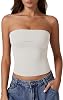 QINSEN Womens Tube Tops Strapless Bandeau Tops Double Lined Slim Fit Summer Going Out Tank Tops