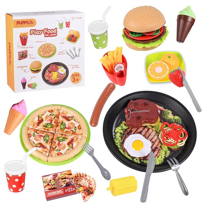 Buy Puppyoyo Play Food Toys for Kids, 3in1 Fast Food Toys, Hamburger